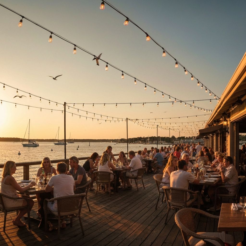 Waterfront deck dining at Bird and Betty's
